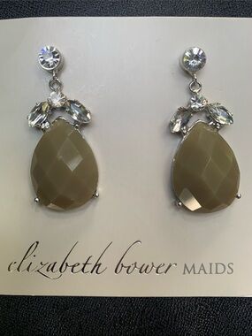 Green Liddy Teardrop Crystal Drop Earrings by Elizabeth Bower BHLDN